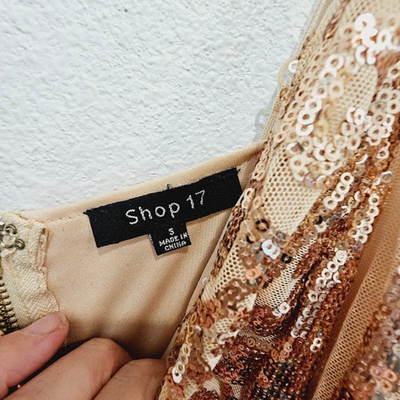 Shop 17 Party/Cocktail/Prom Dress Sequined Gold-Women's Small - Picture 3 of 3